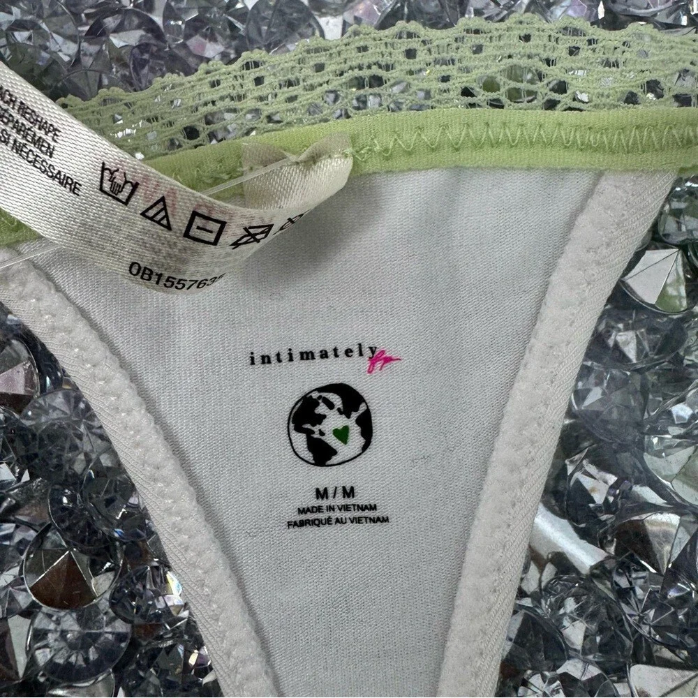 Free People thong BRAND NEW WITH TAGS White and Green Lace Trim Panty Lacie